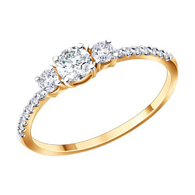 Кольцо SOKOLOV - Золото 585, Фианит (арт. 019892)