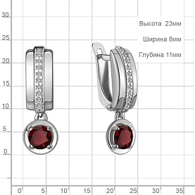 Серьги Аквамарин - Серебро 925, Гранат, Фианит (арт. 4321803А.5)