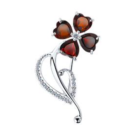 Брошь SOKOLOV - Серебро 925, Гранат, Фианит (арт. 92040083)