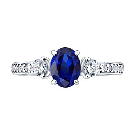 Кольцо SOKOLOV - Серебро 925, Сапфир, Фианит (арт. 62010032)