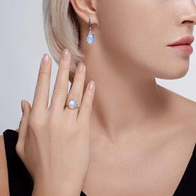 Серьги Diamant - Серебро 925, Опалит, Фианит (арт. 94-321-01837-1)