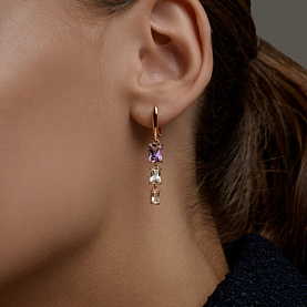 Серьги SOKOLOV - Золото 585, Аметист, Празиолит (арт. 729331)