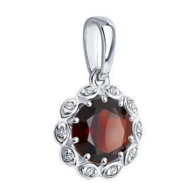 Подвеска SOKOLOV - Серебро 925, Гранат, Фианит (арт. 92030486)