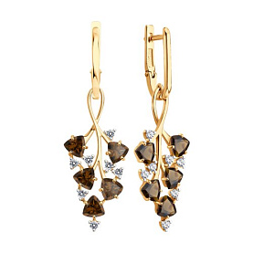 Серьги SOKOLOV - Серебро 925, Раухтопаз, Фианит (арт. 92023216)