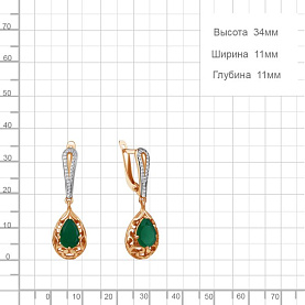 Серьги Аквамарин - Серебро 925, Агат, Фианит (арт. 4438209А.6)