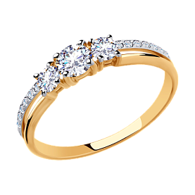 Кольцо SOKOLOV - Золото 375, Фианит (арт. 018468-4)
