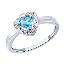 Кольцо SOKOLOV - Серебро 925, Топаз, Фианит (арт. 92014746)