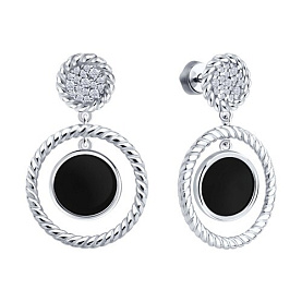 Серьги Diamant - Серебро 925, Агат, Фианит (арт. 94-322-02283-1)