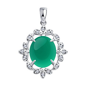 Подвеска SOKOLOV - Серебро 925, Агат, Фианит (арт. 92030814)