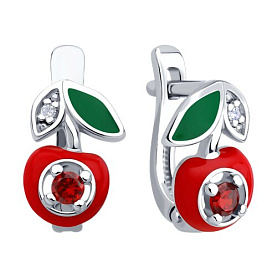 Серьги Diamant - Серебро 925, Фианит, Эмаль (арт. 94-120-02200-1)