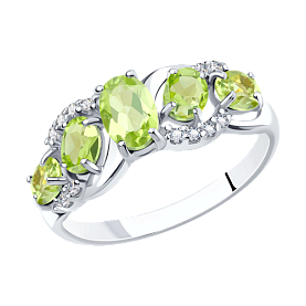 Кольцо SOKOLOV - Серебро 925, Фианит, Хризолит (арт. 92011010)