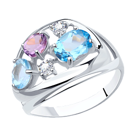 Кольцо Diamant - Серебро 925, Аметист, Топаз, Фианит (арт. 94-310-00660-2)