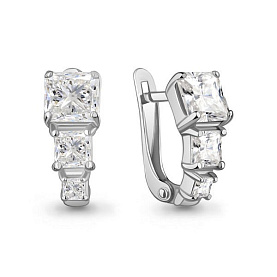 Серьги Аквамарин - Серебро 925, Фианит (арт. 400849.5)