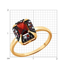 Кольцо SOKOLOV - Серебро 925, Гранат, Синтетический рубин, Фианит (арт. 92014867)