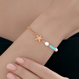 Браслет Diamant - Серебро 925, Бирюза, Жемчуг культивированный (арт. 93-350-00028-1)