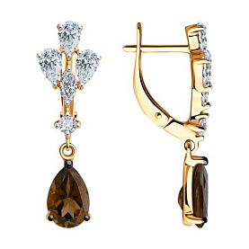 Серьги SOKOLOV - Серебро 925, Раухтопаз, Фианит (арт. 92022888)