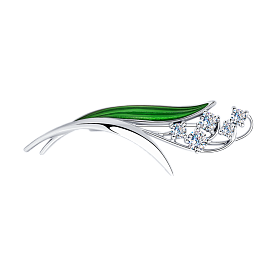 Брошь SOKOLOV - Серебро 925, Фианит, Эмаль (арт. 94040200)