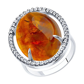Кольцо Diamant - Серебро 925, Фианит, Янтарь (арт. 94-310-00829-1)
