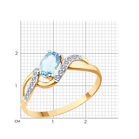 Кольцо SOKOLOV - Золото 375, Топаз, Фианит (арт. 37716913)