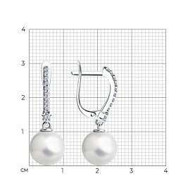 Серьги SOKOLOV - Серебро 925, Жемчуг имитация, Фианит (арт. 94026089)