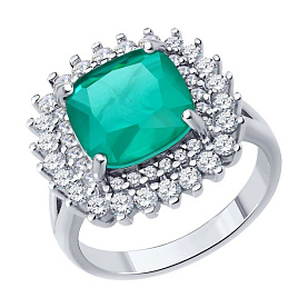 Кольцо SOKOLOV - Серебро 925, Синтетический ситалл , Фианит (арт. 92014482-91)