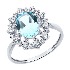 Кольцо Diamant - Серебро 925, Топаз, Фианит (арт. 94-310-02042-1)