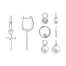 Серьги SOKOLOV - Серебро 925, Жемчуг культивированный, Фианит (арт. 94024208)