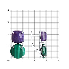 Серьги SOKOLOV - Серебро 925, Малахит, Чароит (арт. 83020097)
