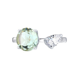 Кольцо SOKOLOV - Серебро 925, Празиолит, Фианит (арт. 92014719)