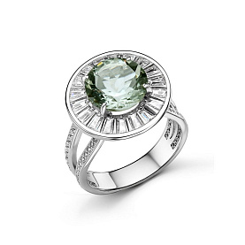 Кольцо Дар - Серебро 925, Празиолит, Фианит (арт. К-5268рс41200)