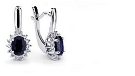 Серьги Platinum Lab. - Платина 950, Сапфир (арт. ПС-038С-02)