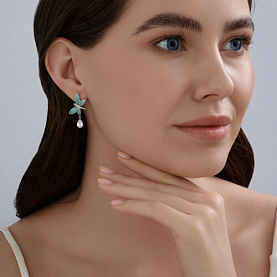 Серьги Diamant - Серебро 925, Фианит, Эмаль (арт. 94-121-02244-1)