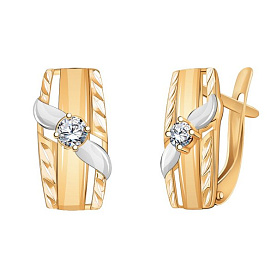 Серьги Атолл - Золото 585, Фианит (арт. 20677а)