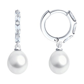 Серьги SOKOLOV - Серебро 925, Жемчуг культивированный, Фианит (арт. 92022950)