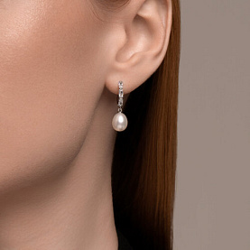 Серьги SOKOLOV - Серебро 925, Жемчуг культивированный, Фианит (арт. 92022950)