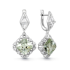 Серьги Дар - Серебро 925, Празиолит, Фианит (арт. С-5279рс41200)