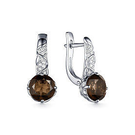 Серьги Дар - Серебро 925, Раухтопаз, Фианит (арт. С-4067рс40700)