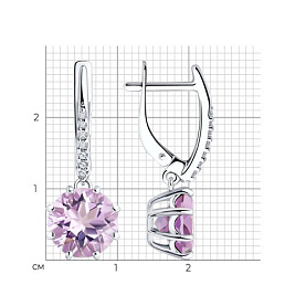 Серьги Diamant - Серебро 925, Аметист, Фианит (арт. 94-321-02040-2)
