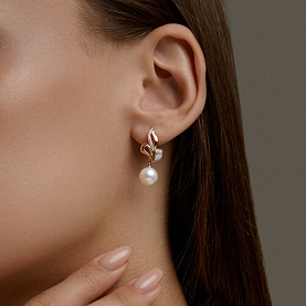 Серьги SOKOLOV - Золото 585, Жемчуг культивированный, Фианит (арт. 792472)