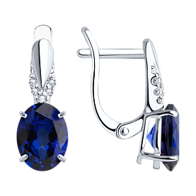 Серьги SOKOLOV - Серебро 925, Синтетический сапфир , Фианит (арт. 88020002)