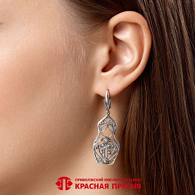 Серьги Красная пресня - Серебро 925 (арт. 33017234)