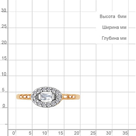 Кольцо Аквамарин - Серебро 925, Фианит (арт. 600341А.6)