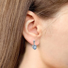 Серьги Аквамарин - Серебро 925, Топаз, Фианит (арт. 4968405А.5)