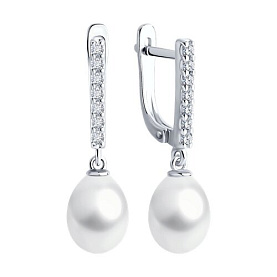 Серьги SOKOLOV - Серебро 925, Жемчуг культивированный, Фианит (арт. 92022971)