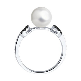Кольцо SOKOLOV - Серебро 925, Жемчуг имитация, Фианит (арт. 94014416)